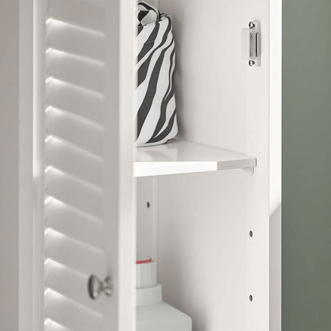 Rootz Bathroom Tall Cabinet - Bathroom Storage Cabinet with 2 Shutter Doors and 1 Drawer