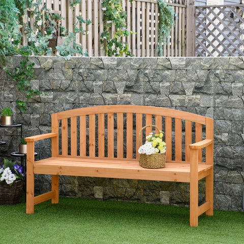 Rootz Garden Bench - 2-seater Wooden Bench - Park Bench - Terrace Bench With Backrests - Garden Furniture - Fir Wood - Orange - 140 x 50 x 85 cm