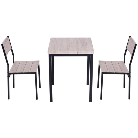 Rootz Eettafelset - 3-delig - 1 eettafel - 2 eetkamerstoelen - MDF - metaal - houtlook - zwart
