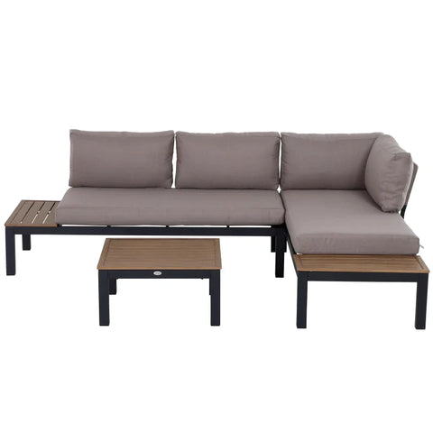 Rootz Tuinmeubelset - Bijzettafel Sofa - Sofaset - Salontafel - Bank met Kussens - Aluminium - 164 x 74 x 69 cm