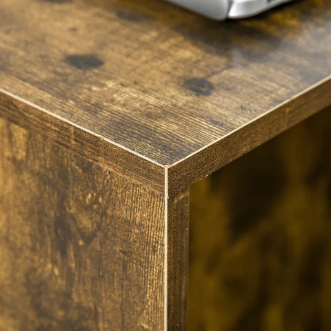 Rootz Side Table - Mobile Table - C-Shape Side Table - Coffee Table - Laptop Table - Snack Table - With Storage And Casters - Chipboard - Rustic Brown - 60 x 40 x 70 cm