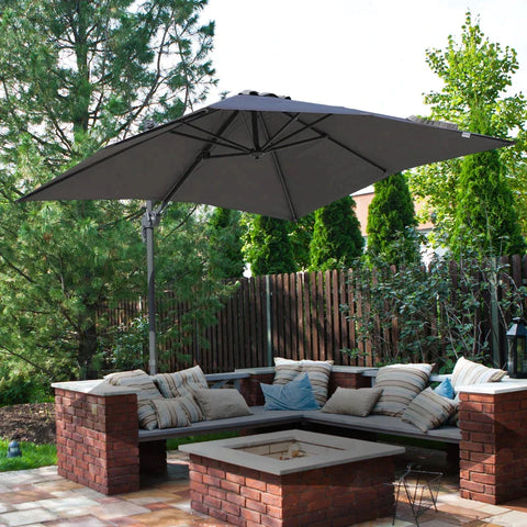 Rootz Parasol - Square Umbrella Parasol - Garden Umbrella - Parasol Umbrella - Grey - 245Lx245Wx248H cm