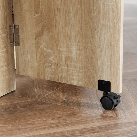 Rootz Eettafel - Opklapbare Eettafel Met Wielen - Bureau - Bijzettafel - Tafel Met Opbergruimte - Hout - Naturel - 80 x 140 x 74 cm