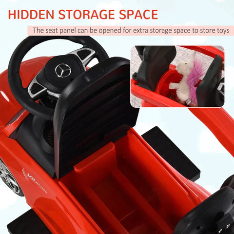 Rootz Push Car - Children's Vehicle - Children's Car From Mercedes Benz - Push And Hold Bar - Protection Bar - Red - 84L x 40W x 83H cm