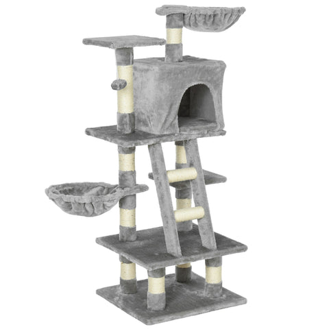 Rootz Cat tree - Cat tower with cave - Scratching post - Scratching posts for cats - Gray - 49 x 44 x 120 cm