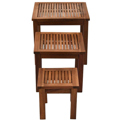 Rootz Salontafel - Stapeltafel - Tuin Bijzettafel - Set van 3 - Acacia - Teak - L50 x B50 x H45 cm