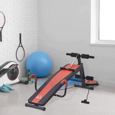 Rootz Sit Up Bench - Sit-up & Dumbbell Bench - Training Bench - Red/Black - 166 x 53 x 52-60 cm