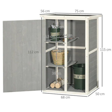 Rootz Garden Shed - Garden Storage Shed - Garden Cabinet - Tool Shed - Garden Tool Shed - Gray - 75 x 56 x 115cm