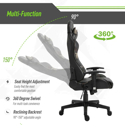 Rootz Gaming Chair - Massage Chair - Office Chair - Ergonomic Faux Leather - Foam - Black