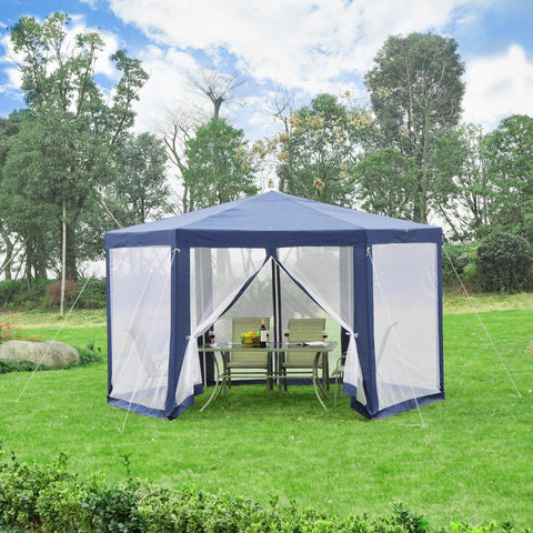 Rootz Garden Pavilion - Pavilion - Party Tent - Hexagonal - Blue / Cream - Metal - Water-repellent - 3.9 m x 3.9 m
