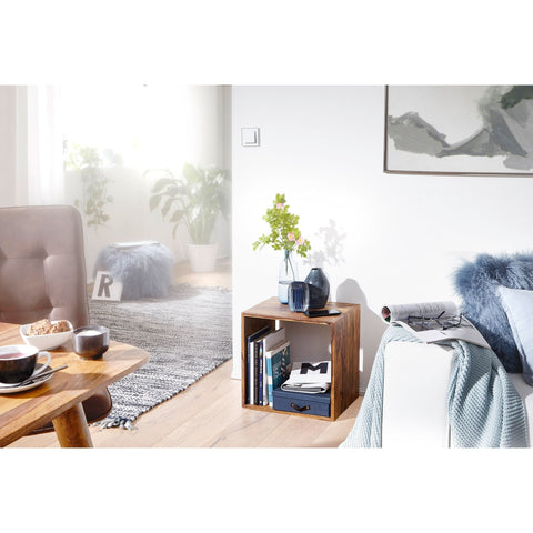 Rootz Side Table - Cube Side Table - Square Side Table - Wood - Solid Wood - 43.5 x 43.5 cm