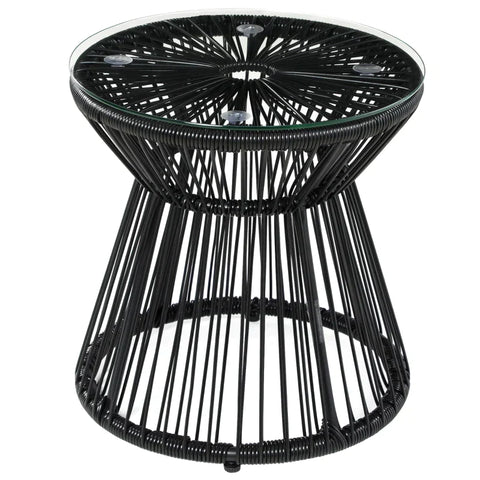 Rootz Garden Table - Boho Style Garden Table - Weather Resistant - PE Rattan - Black - 40cm x 40cm x 42cm