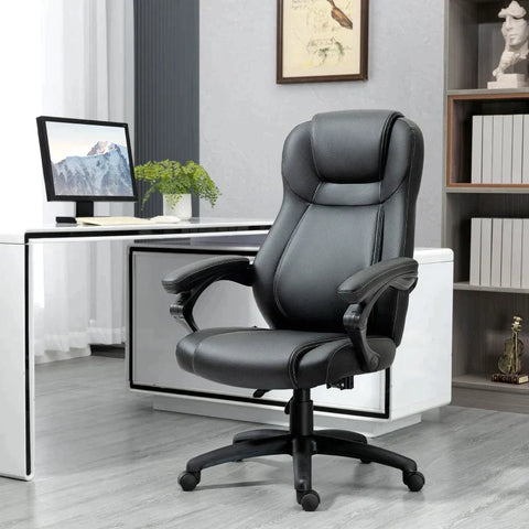 Rootz Office Chair - Desk Chair - Faux Leather - Soft Padding - Height Adjustable - Black - 71 cm x 69 cm x 122 cm