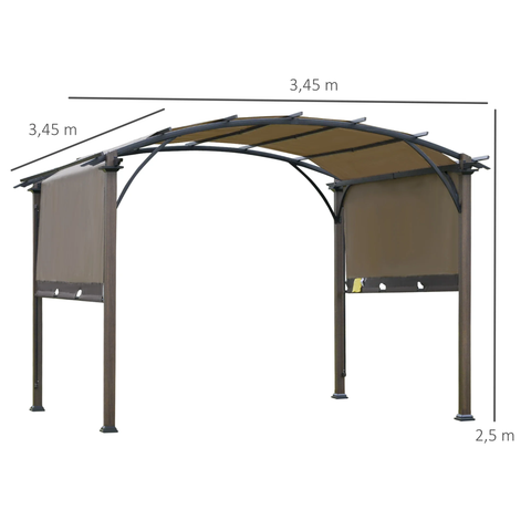 Rootz Pavilion - Pergola - Steel - UV resistant - Coffee brown - 3.45 x 3.45 x 2.5 m