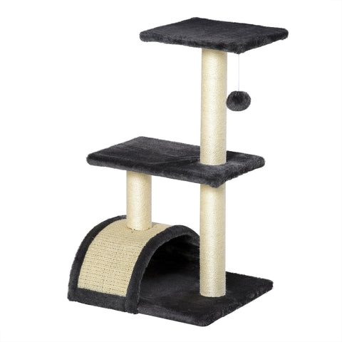 Rootz Scratching Post - Scratching Board - Soft Cushion - MDF - Grey/Beige - 40 x 35 x 72 cm