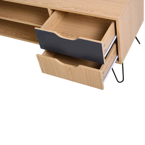 Rootz TV Cabinet - TV Dresser - Cabinet Element With Drawer - Chipboard - Metal - Grey - 140 x 39.5 x 49.5 cm