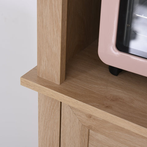 Rootz Kitchen Cabinet - Storage Cabinet - High Cabinet - Adjustable Shelf - Tilt Protection - Storage Space - Doors - MDF - Oak