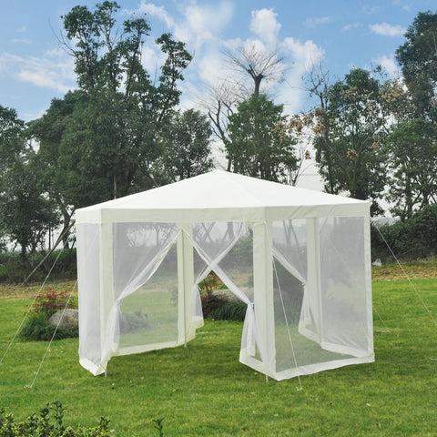 Rootz Garden Pavilion - Pavilion - Party Tent - Hexagonal - Blue / Cream - Metal - Water-repellent - 3.9 m x 3.9 m