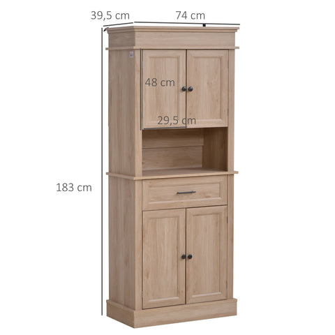 Rootz Kitchen Cabinet - Storage Cabinet - High Cabinet - Adjustable Shelf - Tilt Protection - Storage Space - Doors - MDF - Oak