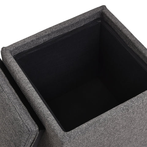 Rootz Hocker - Storage space - Pouf - Linen - Tray - Stool - 42 x 42 x 41 cm - Dark gray