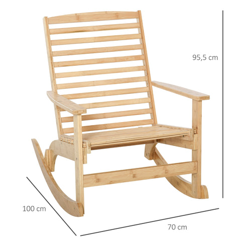 Rootz Garden rocking chair - Armchair - Garden chair - Bamboo - Natural - 70 x 100 x 95.5 cm