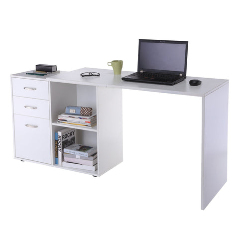 Rootz Desk - Computer Table - Corner Desk - Adjustable - Processed Wood - Storage Space - Drawers - 117 x 83.5 x 76 cm - Black