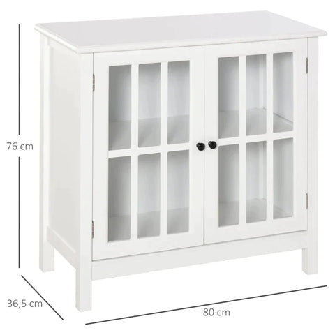 Rootz Cabinet - Kitchen Cabinet - 2 Layers Buffet - Display Cabinet - White - 80 x 36.5 x 76 cm