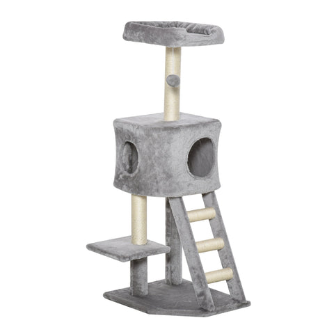 Rootz Scratching Post - Cat Cave - Soft Ladder - MDF - Grey/Beige - 50 x 40 x 120 cm