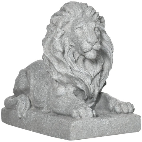 Rootz Lying Lion Garden Ornament - Weather Resistant - Garden Decoration - Gray - 56cm x 25cm x 38cm