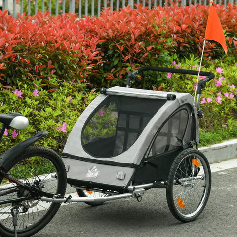Rootz Bike Trailer - Children's Trailer - Child Bike Trailer - Foldable Bike Trailer - Child Transport Carrier - Rain Cover - Grey/Black - 160 x 84 x 106 cm