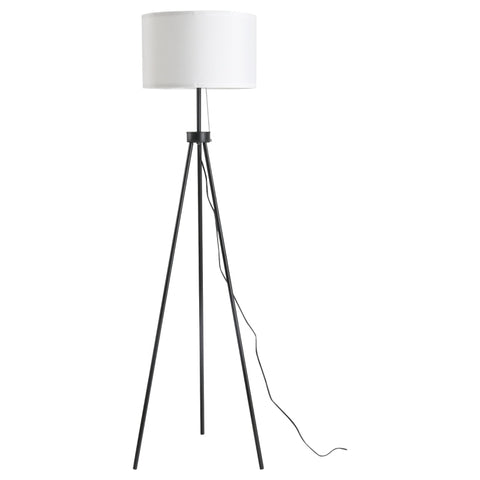 Rootz Floor Lamp - Lamp - Lampshade - Adjustable Floor Lamp - Steel + Polyester - Black/white - 37x37x152cm