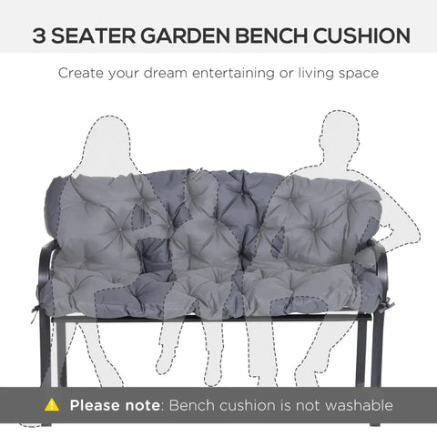 Rootz Bench Cushion - Seat Cushion - Garden Patio Bench Swing Chair - Replacement Seat Pad - Cushions Backrest - Dark grey - 98 cm x 150 cm x 8 cm