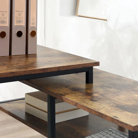 Rootz Corner Desk - Computer Desk - Study Desk - Desk - Black - Brown - 135 cm x 90 cm x 79 cm