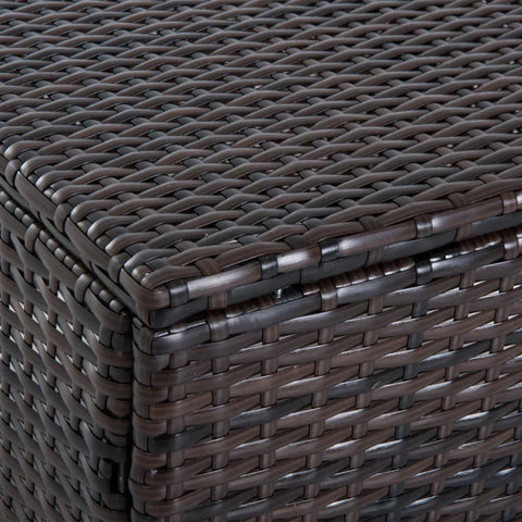 Rootz Poly Rotan Kruk Met Kussen - Tuinkruk - Voetenbank - Rotan Kruk - Balkonkruk - Tuinmeubelen - Bruin + Creme Wit - 50 x 50 x 35 cm