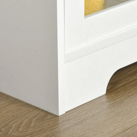 Rootz Microwave Oven Cabinet - Kitchen Cabinet - Cabinet - Storage Cabinet - With 2 Cabinets And Drawer - White - 90 x 40 x 82 cm