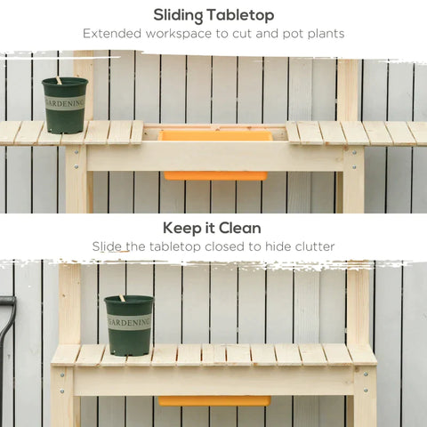 Rootz Planting Table - Garden Potting Bench - Planting Table - Gardening Table - Flower Table - Natural - 100 x 40 x 140 cm