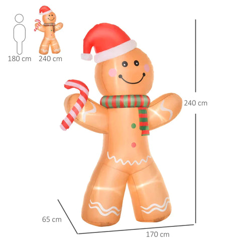 Rootz Gingerbread Man - Inflatable Gingerbread Man - Christmassy Gingerbread Man - Yellow - 170 x 65 x 240 cm