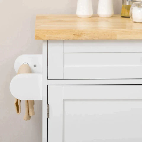 Rootz Kitchen Trolley - Kitchen Cart - Rollable Kitchen Trolley - Serving Trolley - Height-adjustable Shelves - White - 109 x 40 x 89 cm