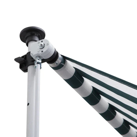 Rootz Clamp Awning - Awning - Folding Arm Awning - Height Adjustable - Weatherproof - Blue/White - 300 cm × 150 cm x 280 cm