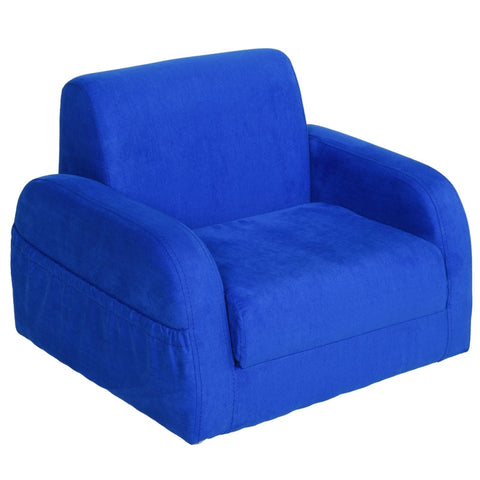 Rootz 2-in-1 Children's Armchair - Mini Armchair - Children's Sofa - Reclining Function - Blue - 47 x 45 x 38 cm