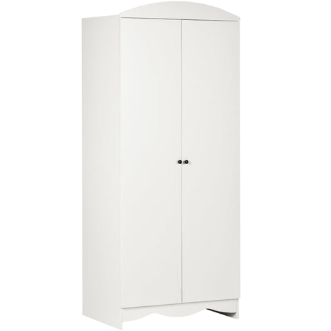 Rootz Wardrobe - 1 Clothes Rail - 2 Shelves - Closet With Shelves - Stylish Bedroom Storage - White - 75 cm x 50 cm x 180 cm