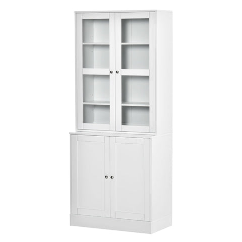 Rootz Bookcase - Modern Bookcase with Doors - Display Storage Cabinet with Adjustable Shelves - Living Room - Study - Office - White - 76 cm x 40 cm x 178.5 cm