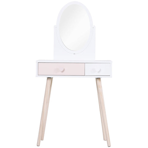Rootz Kinderkaptafel - Cosmeticatafel - Kaptafel - 2 Laden - Hout - Wit - 69 x 49 x 136 cm