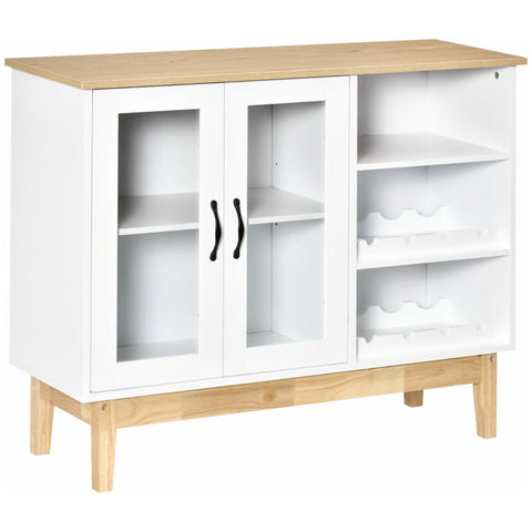 Rootz Wine Cabinet - Wine Cabinet With Glass Door - Wine Rack - Sideboard with Adjustable Shelf - White - 103 cm x 34 cm x 80 cm