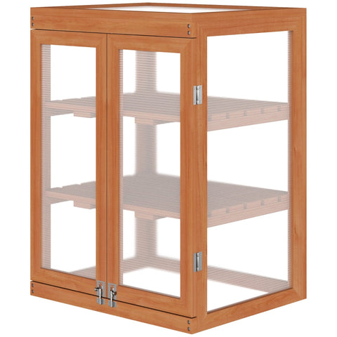 Rootz Greenhouse - Greenhouse With 2 Shelves - Retractable Roof - Transparent Housing - Wooden Frame - Orange - 58 x 44 x 78 cm