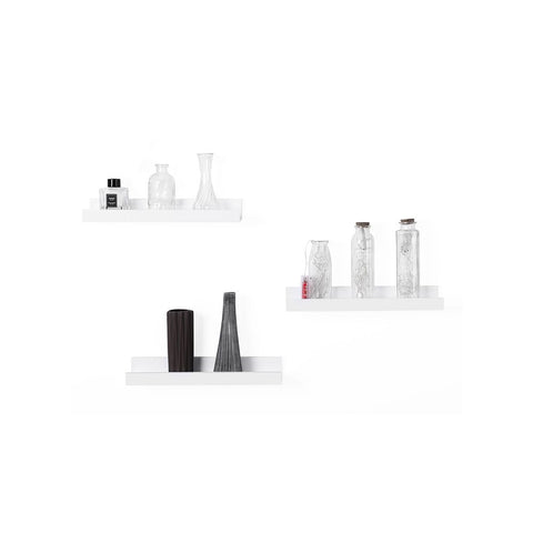 Rootz Floating Wall Shelf - Versatile - Built To Last - Designed For Photos - Fittings Bag - Children's Books - E1 Class MDF-high Gloss Lacquer - White - 38 x 10 x 5/2 cm