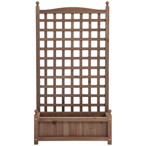 Rootz Planter - Tuinbak - Verhoogd - Klimrek - Grenenhout - Donkerbruin - 64 x 28 x 120 cm