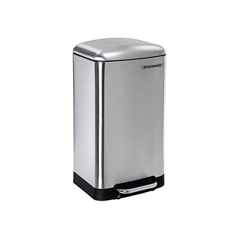 Rootz Trash Can - Soft Close Function - Ideal Waste Container - Bathroom Trash - Perfect Design - High-quality - Inner Bucket - Widely Applicable - Stainless Steel - Silver - 34.5 x 27.5 x 61.5 cm