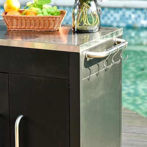 Rootz Keukentrolley - Keukentrolley - Serveerwagen - Keukenkast - RVS - Zwart - Deuren - Op wielen