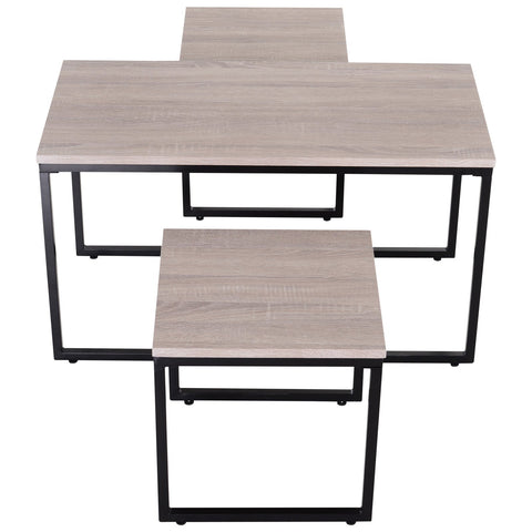 Rootz Salontafels - Set Van 3 - Nesttafel - Bijzettafel - Tafelset - Industrieel - Naturel - Zwart - MDF - Metaal